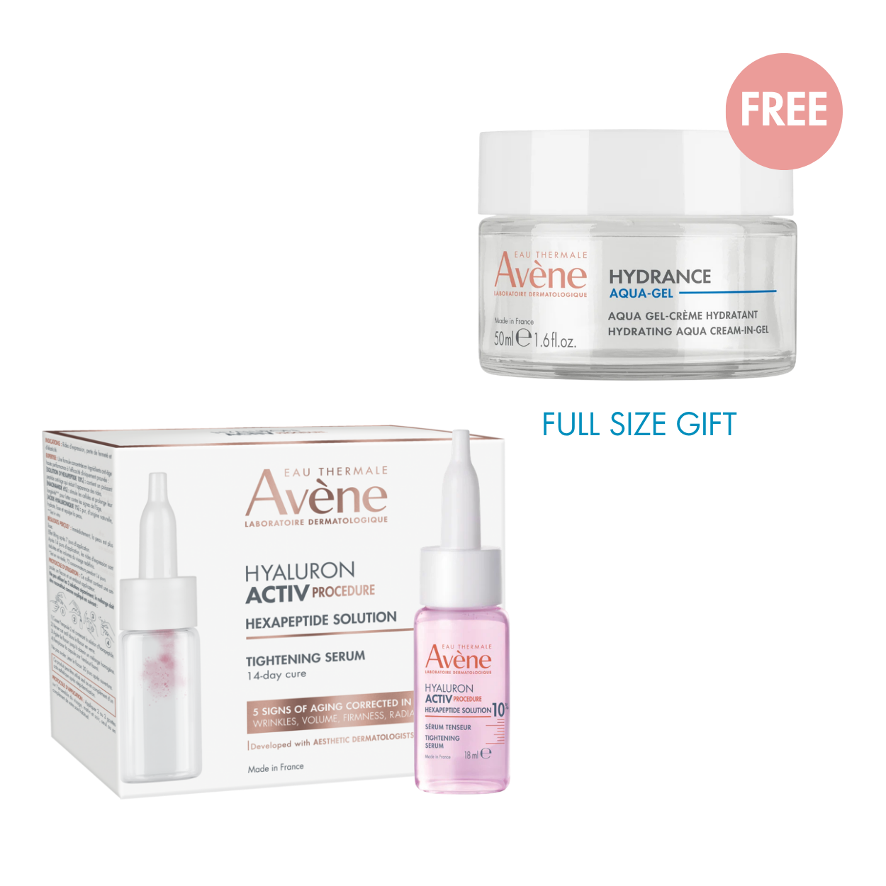 Avène Hyaluron Activ Procedure Hexapeptide Solution Tightening Serum 14-Day Cure + FREE Hydrance Aqua-Gel 50ml